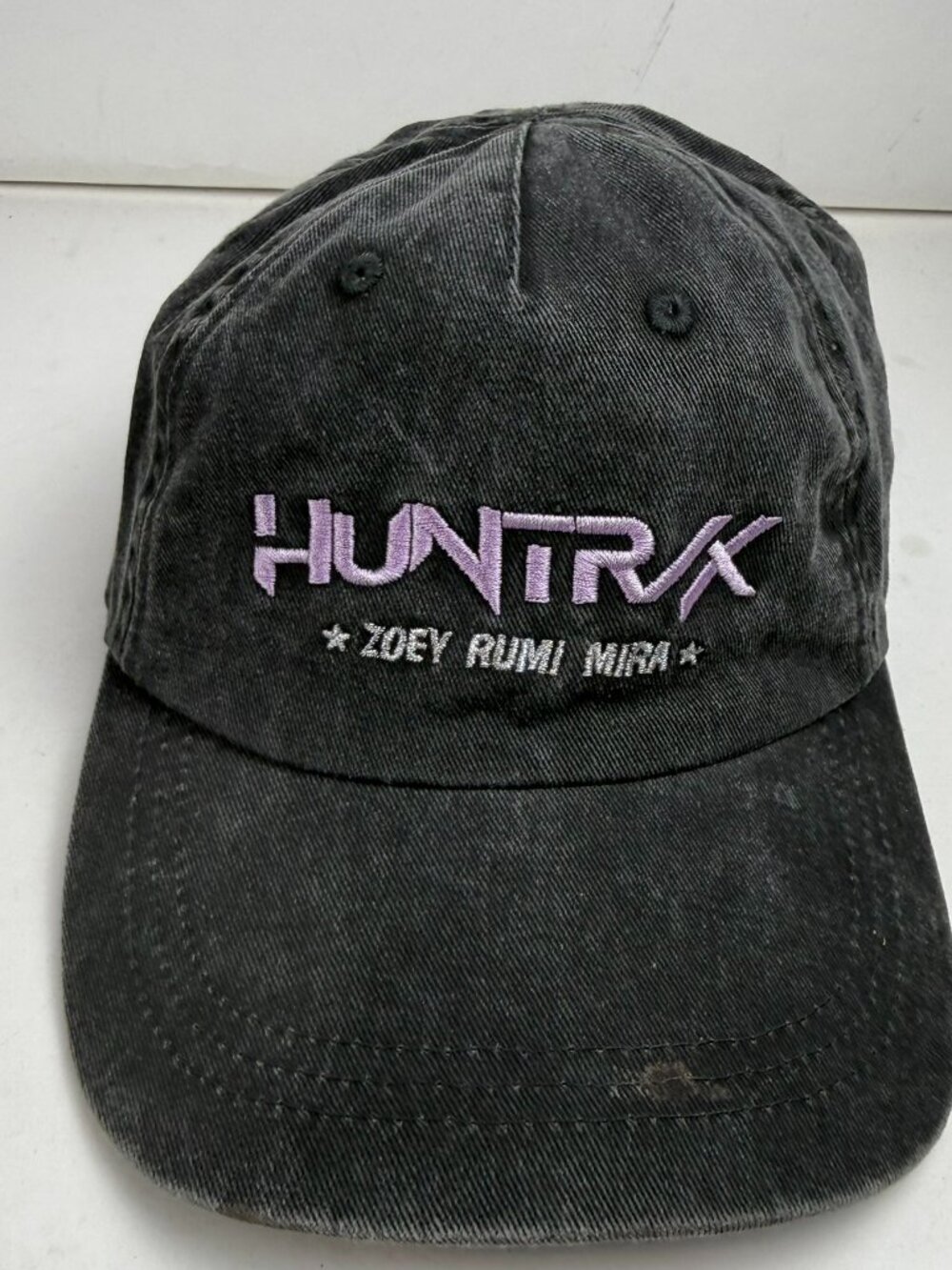Zara KPop Demon Hunters Hat Black Acid Wash HUNTR/X Cap 7-10 Yrs 54cm Stain Flaw
